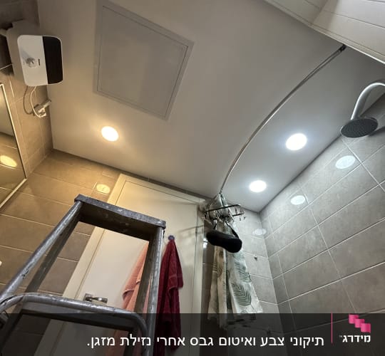 חדר אמבטיה עם סולם ומקלחת
